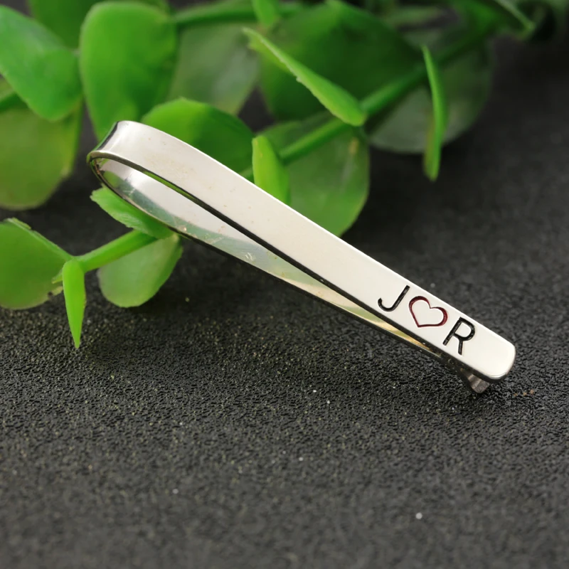 Customized Tie Clip Engrave Heart Letters Men's Suit Shirt luxury For Father And Boyfriend Wedding Gifts