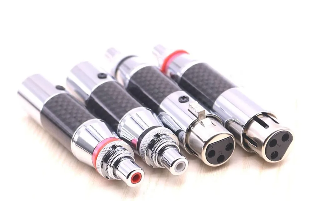 Hifi 3Pin Carbon Fiber Stainless Steel Audio XLR Plug to RCA Female Jack Wire Connector Microphone Mixer Speaker Coaxial, RF Ada