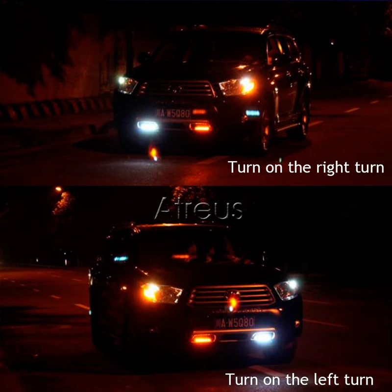 PAKUSI NEW 1Pair Car LED DRL Lights 12V 6LED fog lamp with yellow turn signal For Renault BWM e46 Ford Audi A6 A3 VW accessories