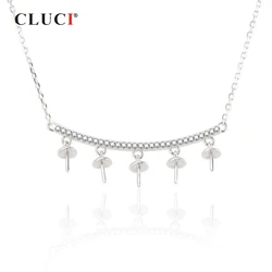 CLUCI Silver 925 Design Pendant Necklace Mounting Women Jewelry Luxury Zircon 925 Sterling Sivler Pearl Pendant Necklace SN040SB