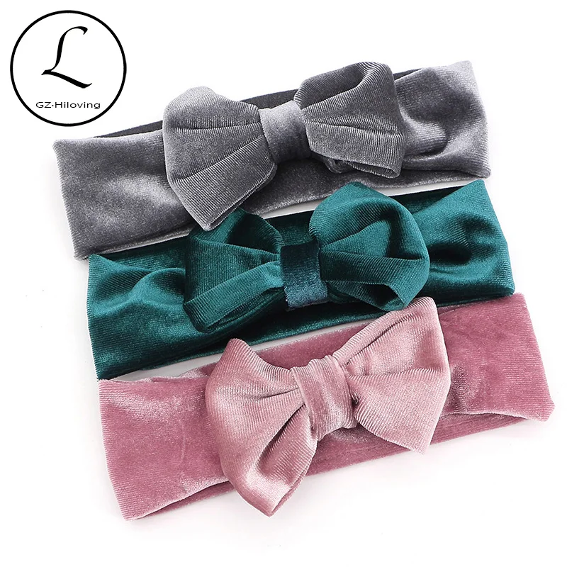 

GZhilovingL New Autumn Winter Soft Baby Boys Girls Velvet Headbands Kids Toddler Solid Cute Bow Headbands Hair band Accessories