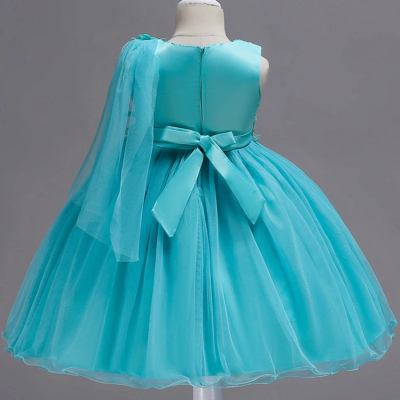 2024 Baby Girls Flower Layered Dress Kids Embroidered Appliques Wedding Princess Party Tutu Black Dresses Girls Frocks Vestido