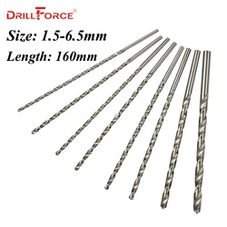 Drillforce-Broca helicoidal HSS de 1,5mm-6,5mm, Extra larga, 160mm, para Metal, madera, plástico, (1,5/2/2) 5/3/3.2/3.5/4/4.2/4.5/5/5.5/6/6.5mm)