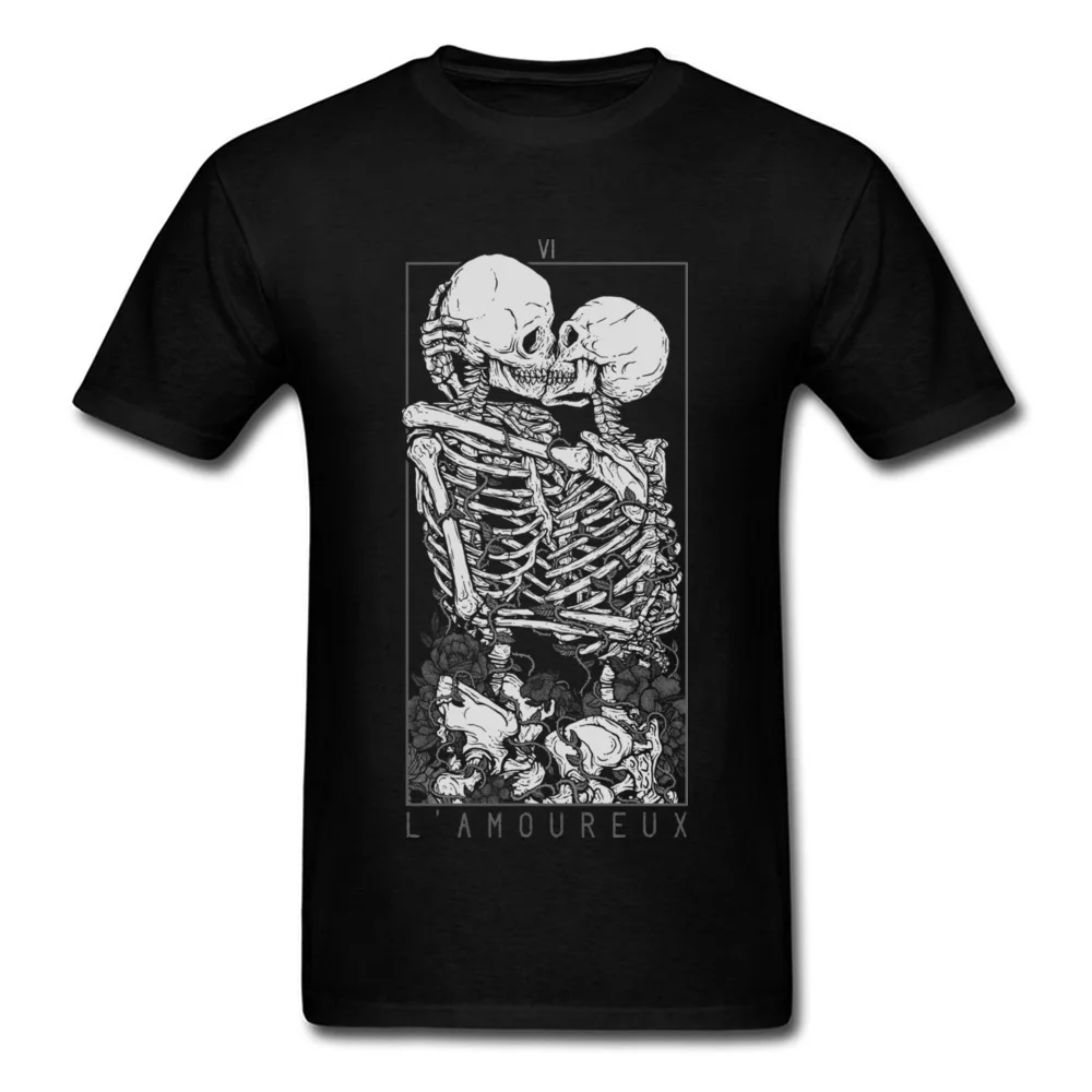 The Lovers Sweet Kiss Skull Tshirts Hug Me Pure Cotton Couple Skeleton Skull T Shirt Men Easter Day Death Punk Style T Shirts