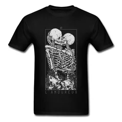 The Lovers Sweet Kiss Skull Tshirts Hug Me Pure Cotton Couple Skeleton Skull T Shirt Men Easter Day Death Punk Style T Shirts