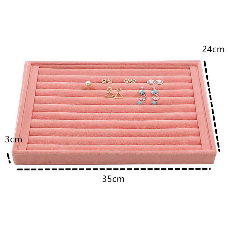 Velvet Ring Earrings Display Tray Slot Fashion Jewelry Cufflinks Organizer Holder Case Box Showcase Ring Earring Jewelry Display