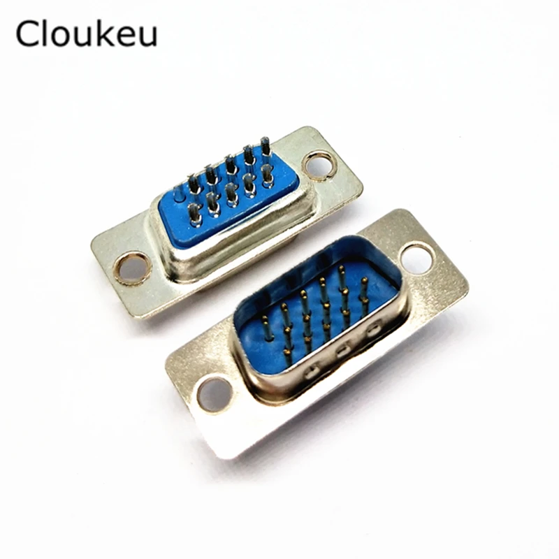 5Pcs DB15 Pin Male Welded Connector VGA plug serial port DB15 adapter 3 row foot