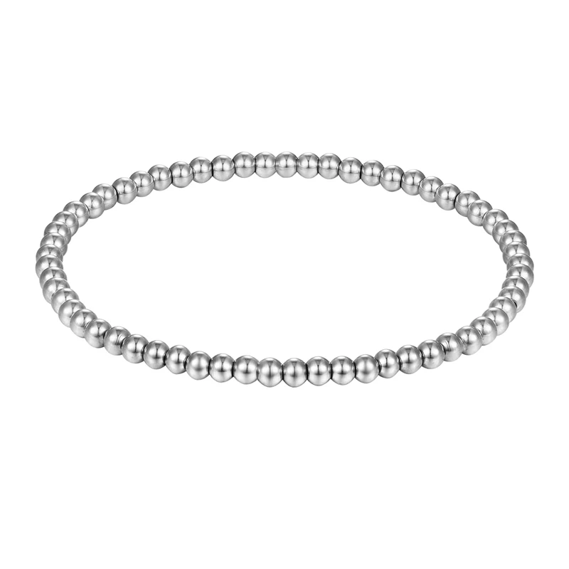 Neue Mode-Stil Männer Frauen Breite 4mm und 6mm Dehnbare Perlen Armbänder Hohe Qualität Edelstahl Zwei Größen schmuck Großhandel – Detail 4