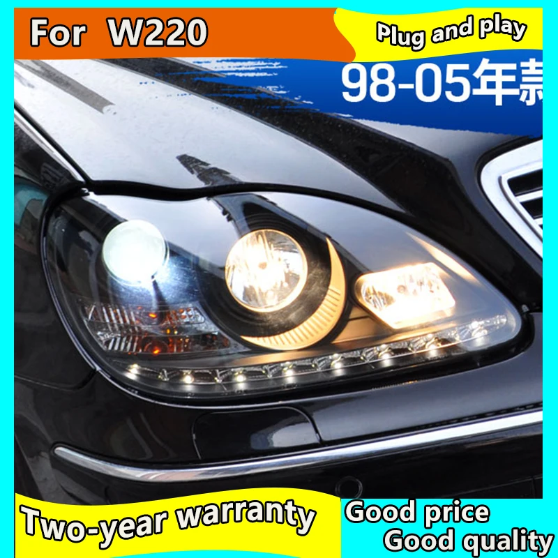 Car stying For Mercedes-Benz W220 1999-2005 S280 S320 S500 S600 LED Angel Eyes DRL Daytime LED Head Lights Front Lamp