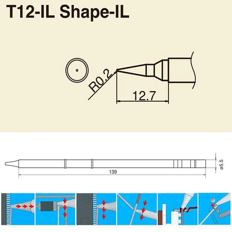 T12-IL Electronic Tools Soldeing Iron Tips 220v 70W For T12 FX951 Soldering Iron Handle Soldering Station Welding Tools