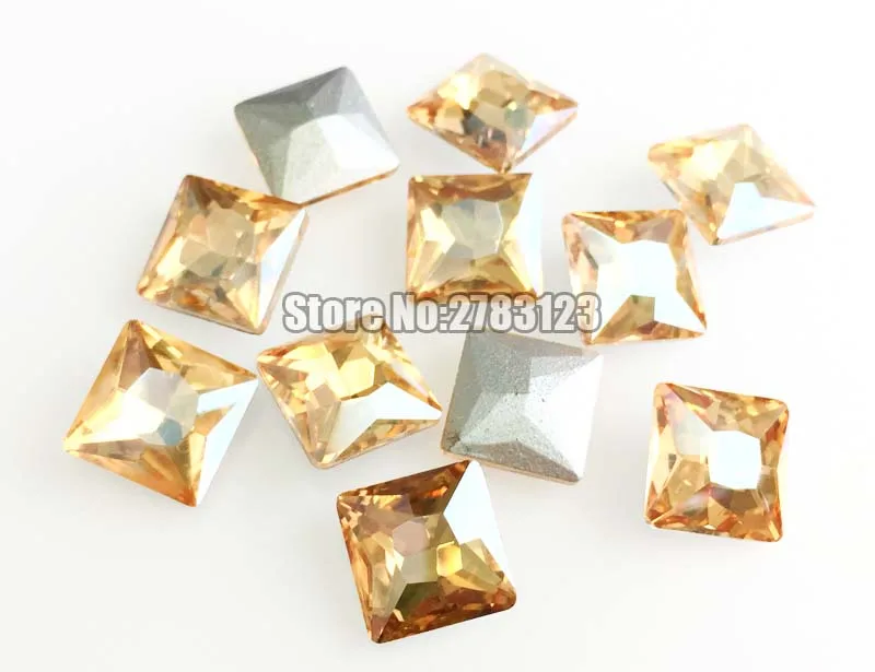 50pcs/lot Golden champion Square shape pointback loose rhinestones,nail airt Mobile decoration DIY Clothing accessories SWZP005