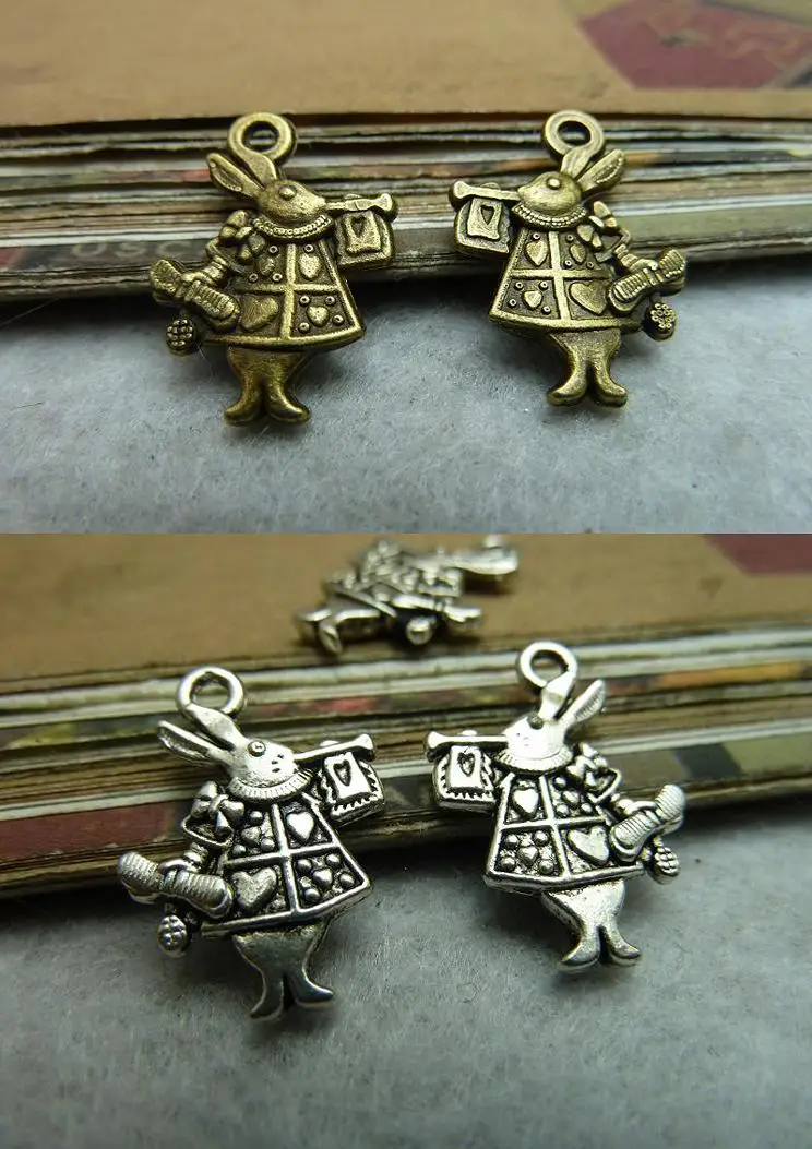 100pcs Tibetan silver Antique bronze alloy rabbit charm pendant 20x14mm 6747