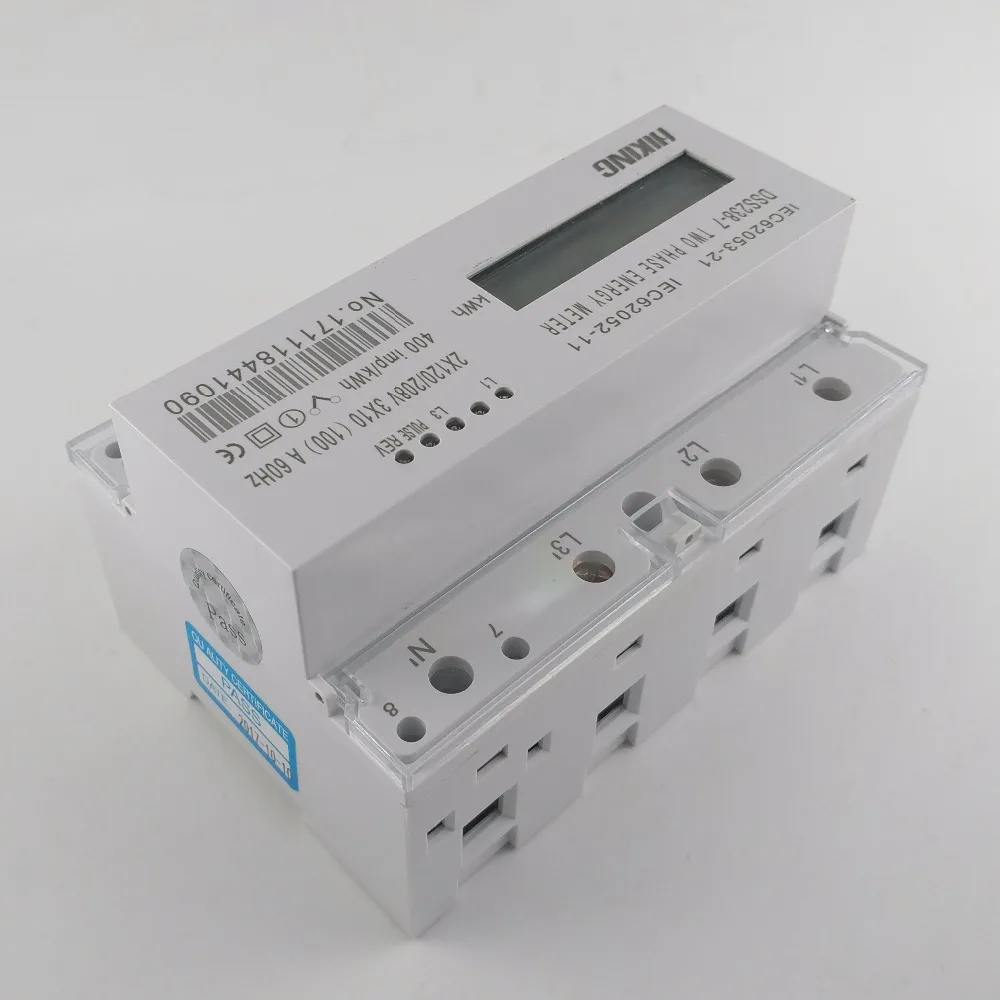 10(100)A 2*120V/208V 60HZ  two phase three wire Din rail KWH Watt hour din-rail energy meter LCD display