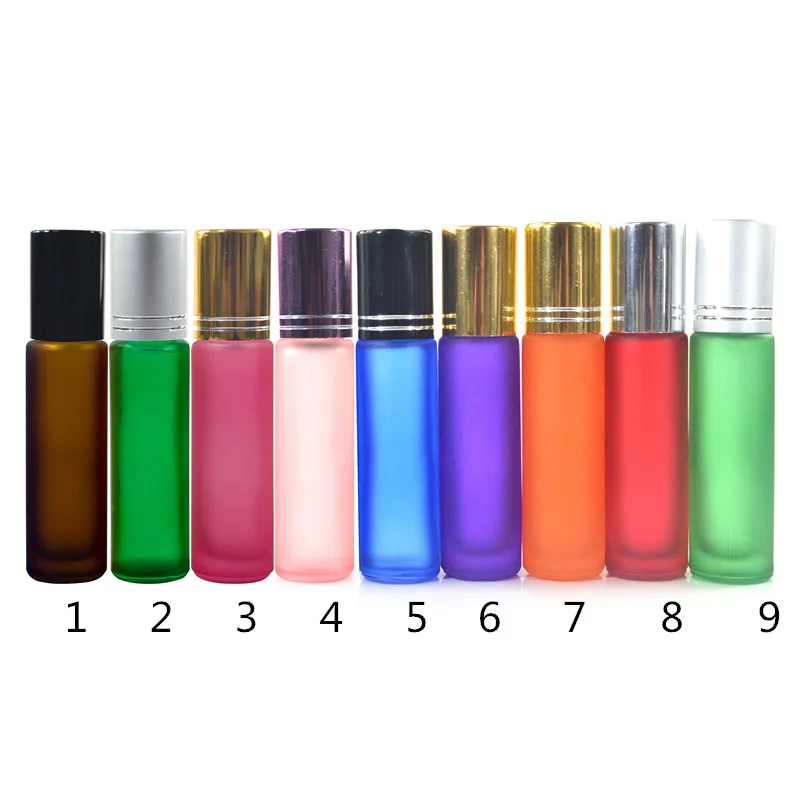 3000*10ml frosted pink matte black clear  Essential Oil Bottles with Glass Roller Balls Aromatherapy travel Perfumes bottles