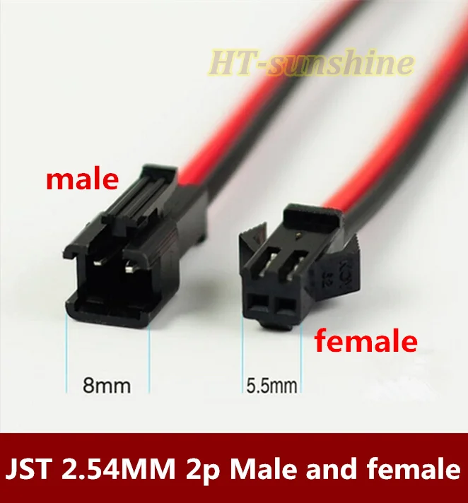 

Brand New 50Sets/LOT SM2.54 LED electronic male and female docking 2P line 2.54mm connector terminal line 20cm 22awg