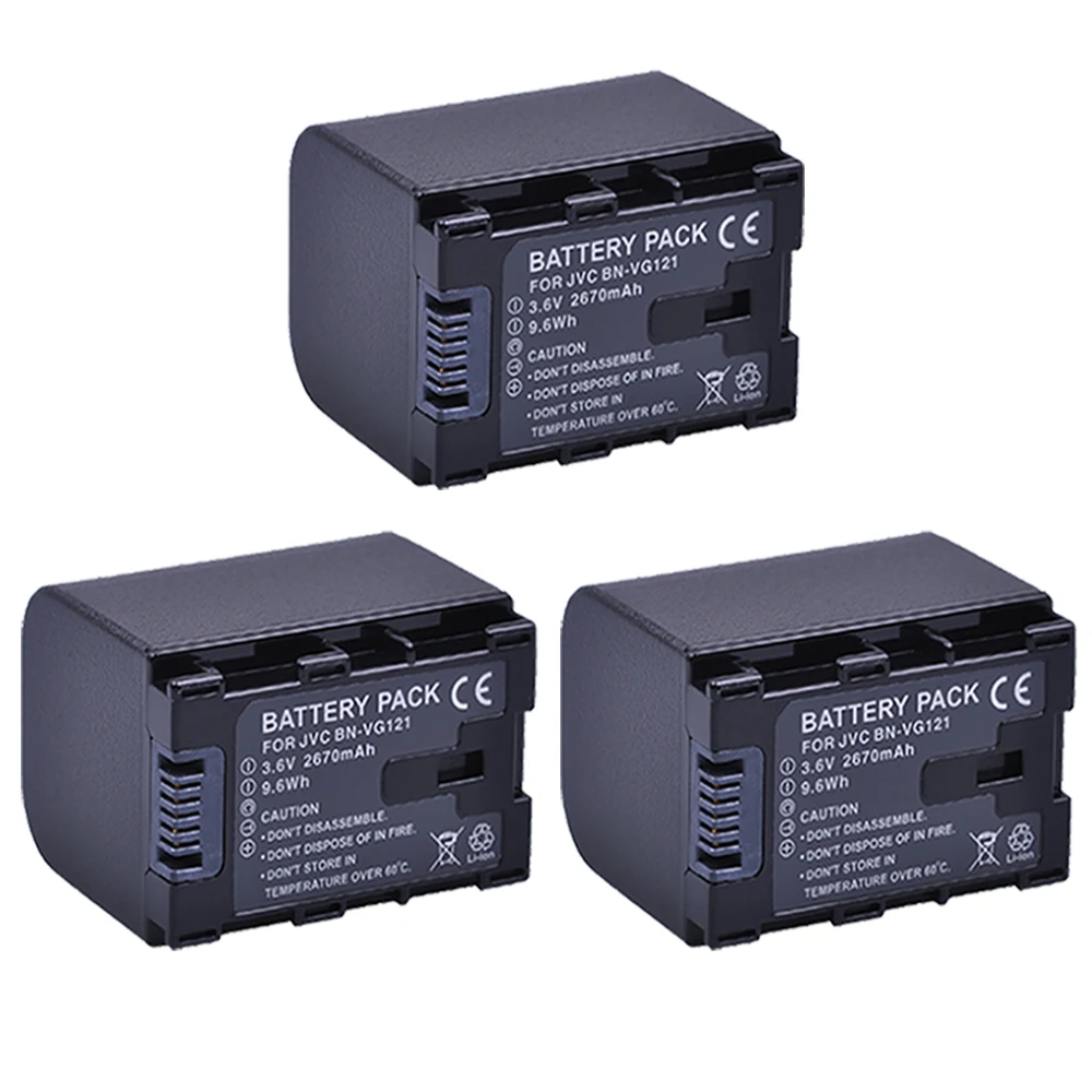 

3pc 2670mAh BN-VG121 VG121 BNVG121 Batteries for JVC GZ-HD620 GZ-HD500 GZ-HM320 GZ-HM550 GZ-HM860 GZ-HM960 GZ-HM9