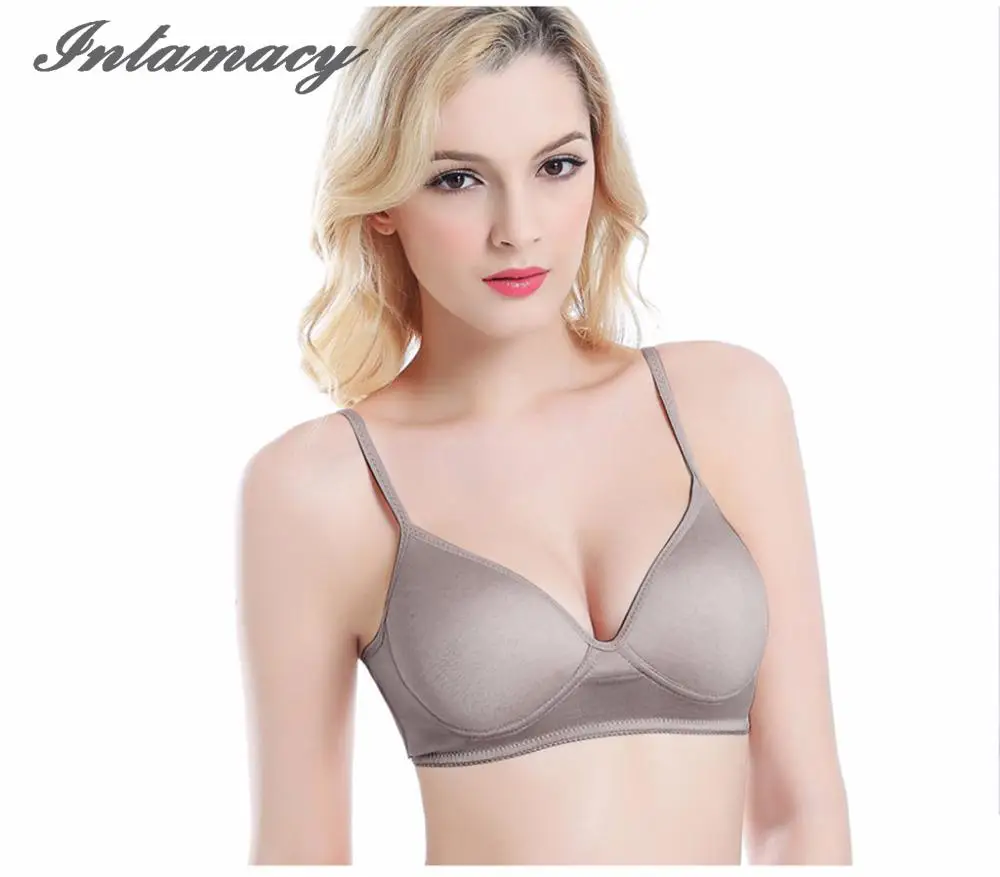Ladies 100% real Silk Knit No Rims Bra  Underwear Bra Comfort Simple Thin Section D CUP
