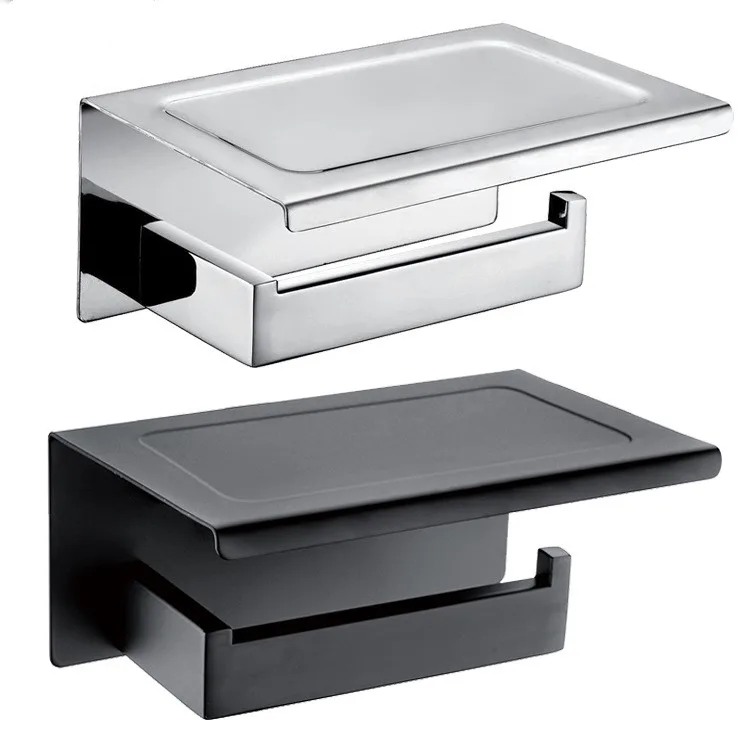 Two colors Black bathroom toilet paper holders with shelf Bathroom hardware accessories,Top stainless steel rustless