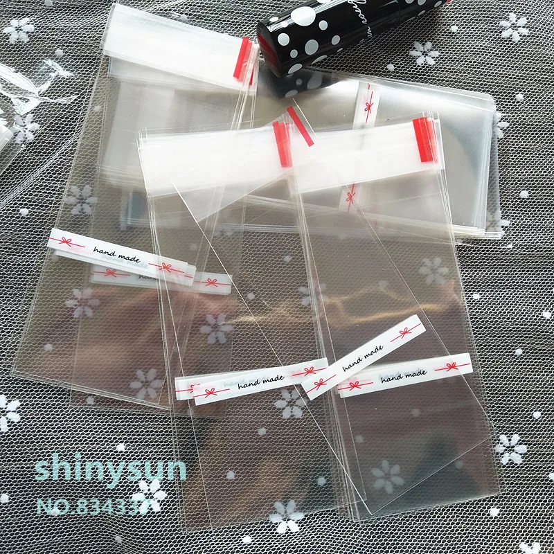 100pcs Mini plastic cookie cupcake wrapper bags opp self adhesive bags gift candy Lipstick lipgloss packaging bag 5x10cm
