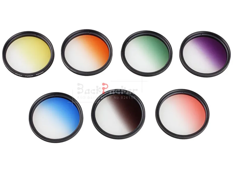 Camera Filter 49mm Gradient Full Red Orange Yellow Green Blue Purple ND2 4 8 16 for EF 50mm f/1.8 STMAlpha 28mm f/2.8 (SAL28F28)