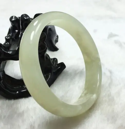 60mm 100% Natural Fashion China Beautiful Green stone Bangle Braceletstyle Fine jewe Noble 100% Natural stone