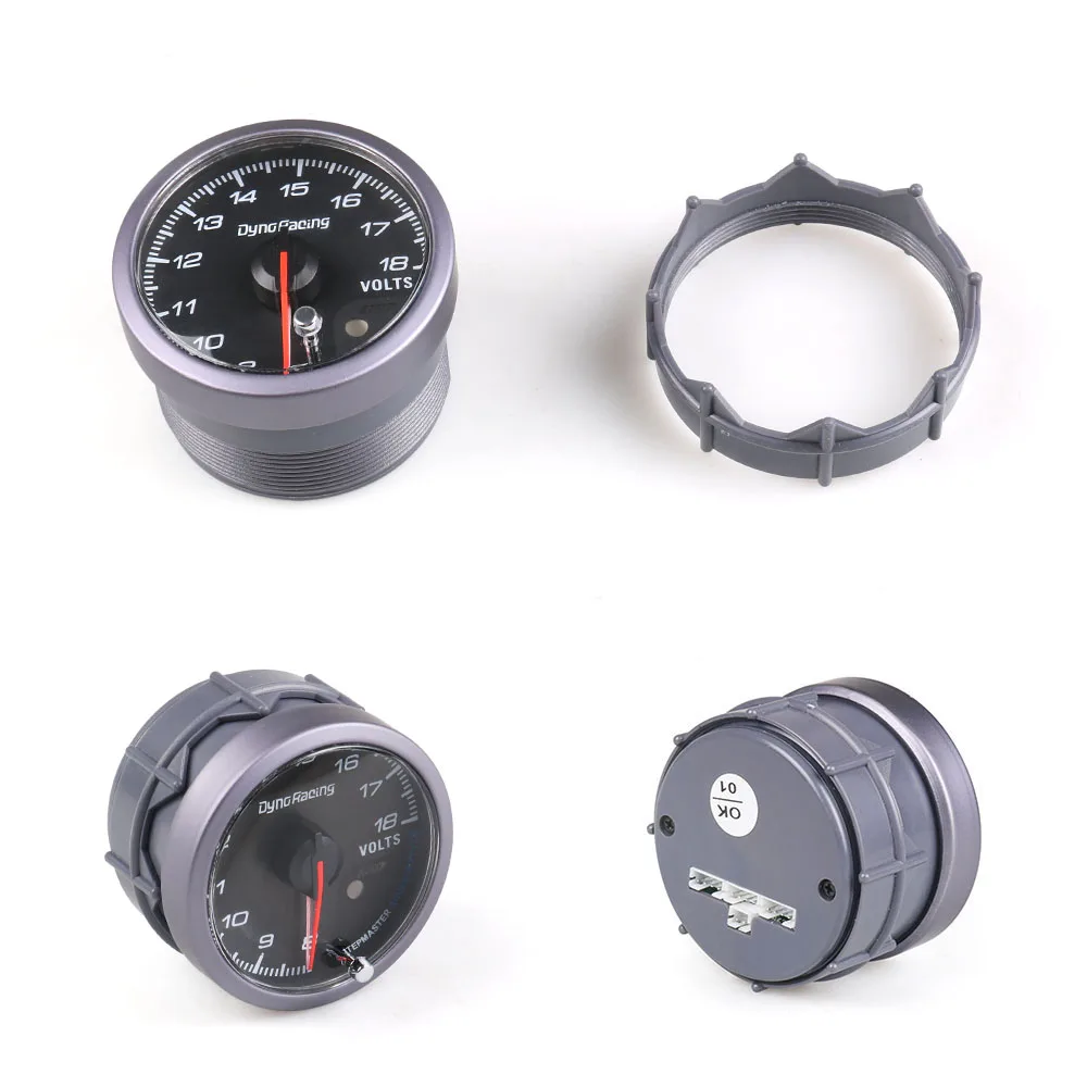 Dynoracing 60MM Voltage gauge Black Face Voltmeter with Amber & White Lighting 8-18V Car meter BX101483