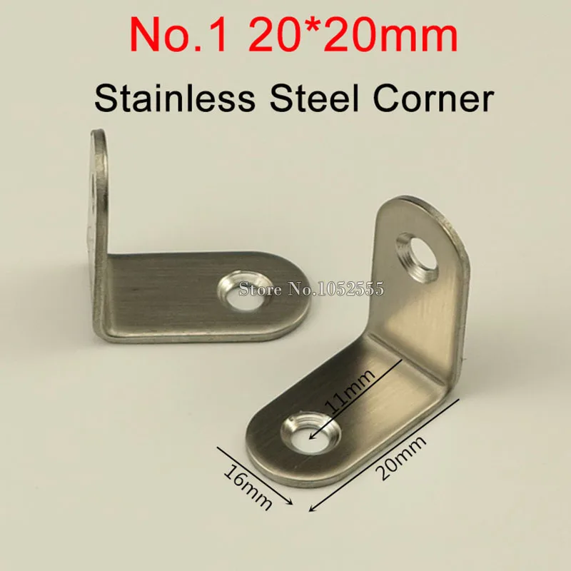 

NEW 500PCS Stainless Steel corner braces 2 hole Right Angle Bracket Metal Furniture fittings 90° frame board support brackets