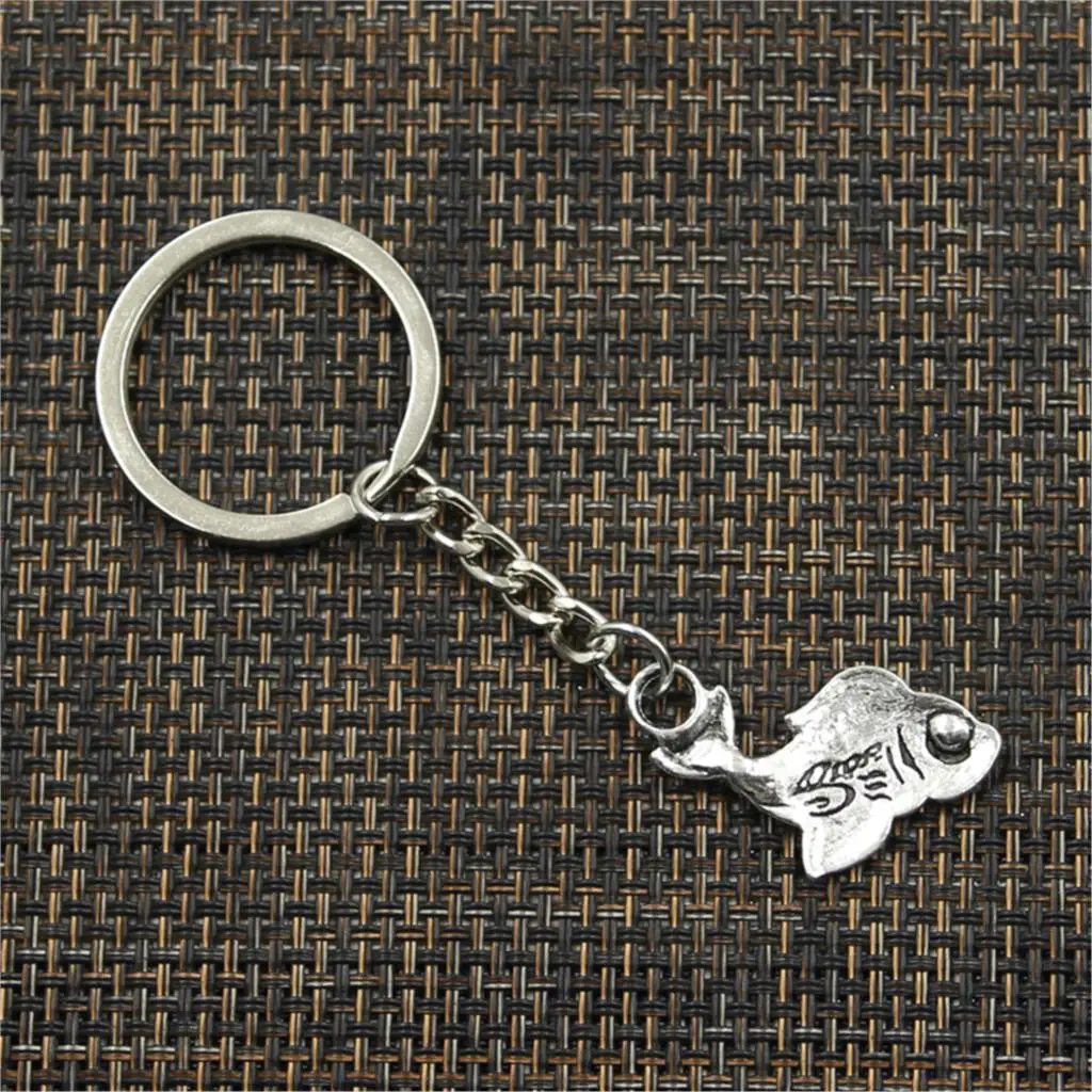New Fashion Men 30mm Keychain DIY Metal Holder Chain Vintage Carp Fish 32x19mm Silver Color Pendant Gift