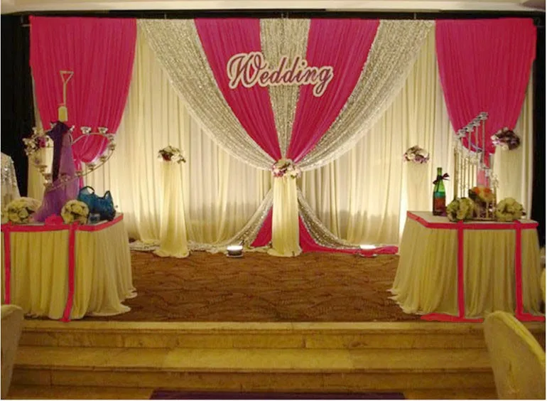 

3M*6M Wedding Backdrop Curtain Stage Performance Background Drape Silver Sequins Wedding Props Satin Drape curtain