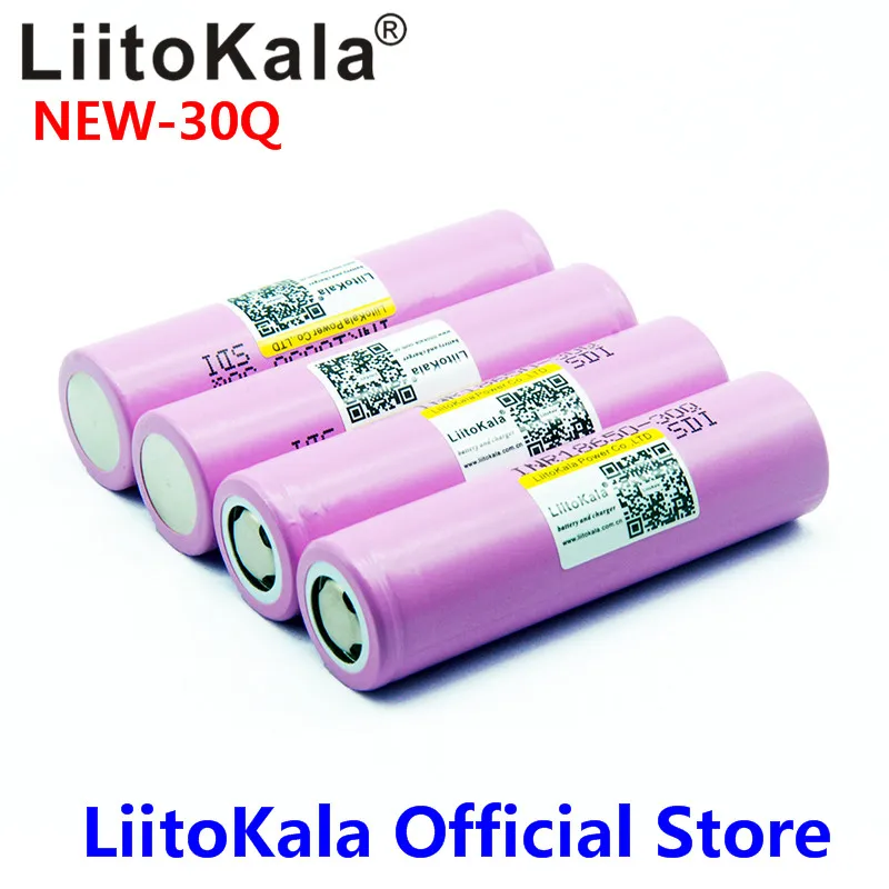 LiitoKala For  New INR18650 30Q 18650 3000mAh lithium Rechargeable battery For High discharge Batteries