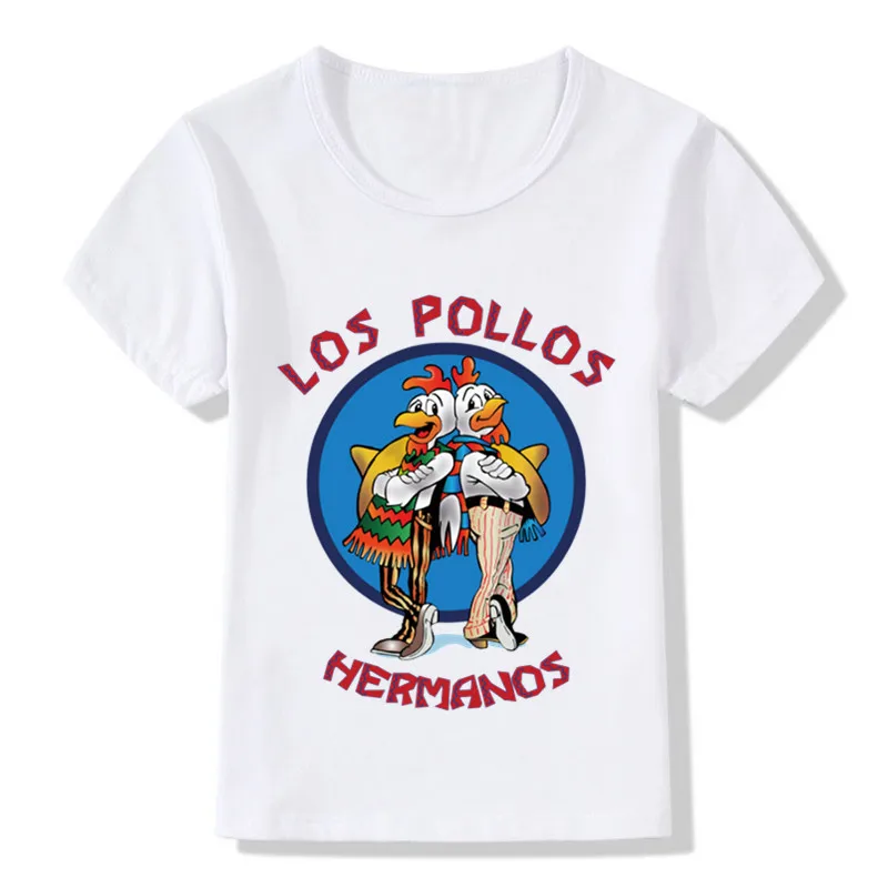 Children LOS POLLOS HERMANOS Pattern T shirt Kids Chicken Brothers Cartoon Funny Clothes Baby Boys Girls Summer T-shirt,HKP5046