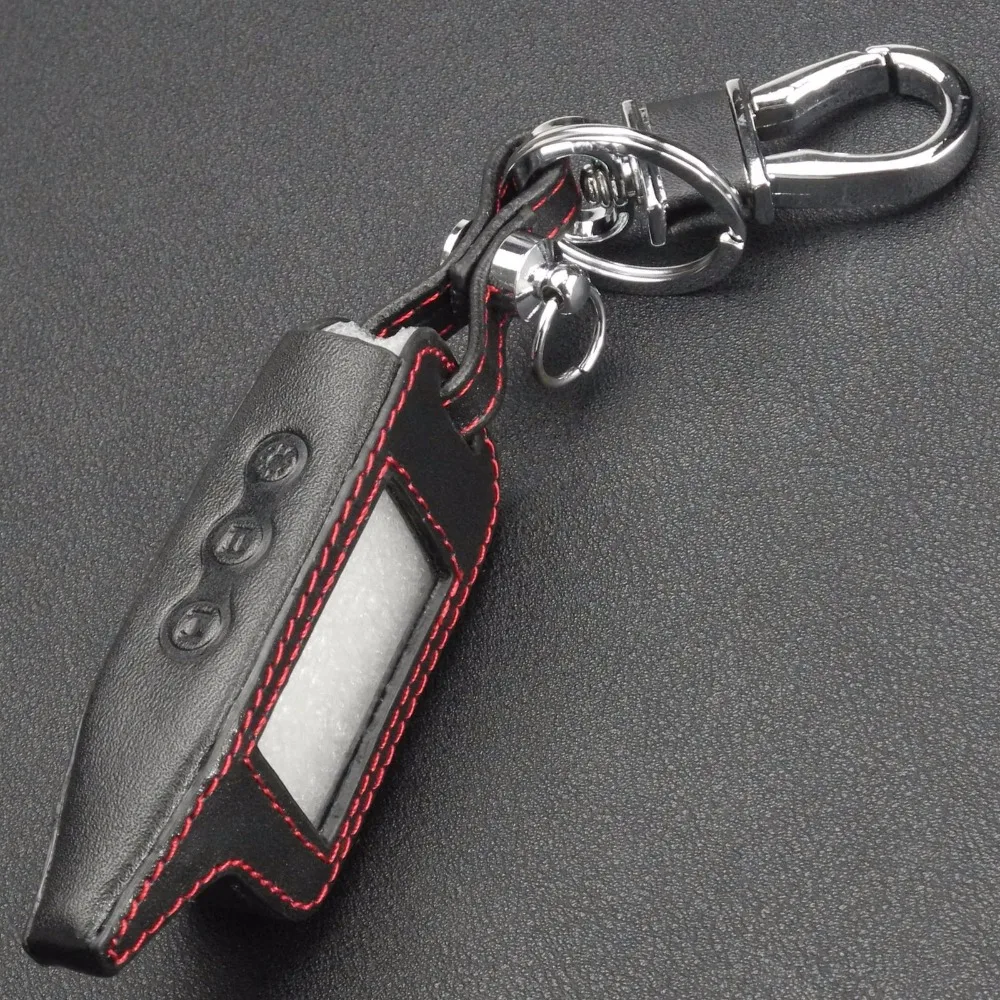 jingyuqin Remote Leather Key Cover Case  Key chain For Startline A9 A8 A6 LCD Key Holder Fob Shell Russian Two Way System Alarm