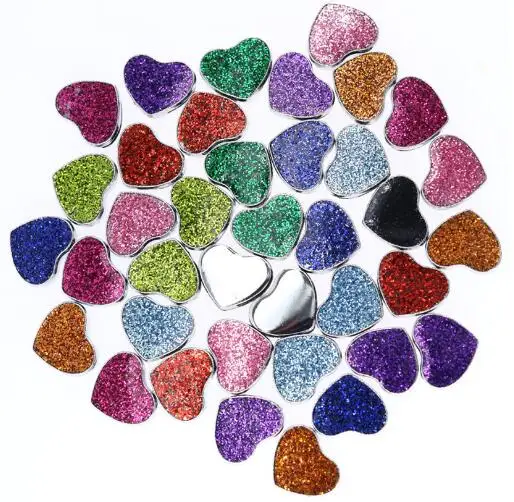 

20PCS/lot 8MM Mix Colors Bling Heart Slide Charms Fit For 8mm DIY Wristband Keychains Phone Strips