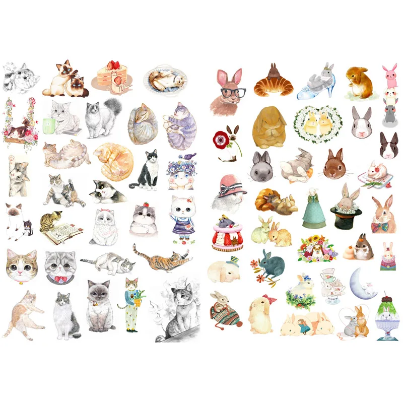 1 PCS  Cartoon Girl Cat Cup Decor  Kawaii Aesthetic Stickers Scrapbooking Cute Logo Staionery Back to School Supplies