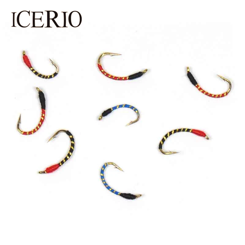ICERIO 10PCS Summer Fliegen Nymphen Angeln Forellen Locken Größe 10# 12# 14#