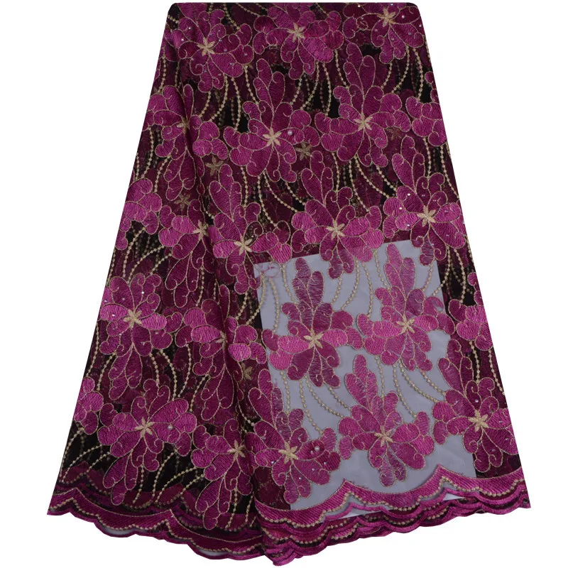 

Nigerian Rose Lace Fabrics For Wedding African Tulle Lace Fabric New African Lace Fabric With Stones French Lace Fabric S1130