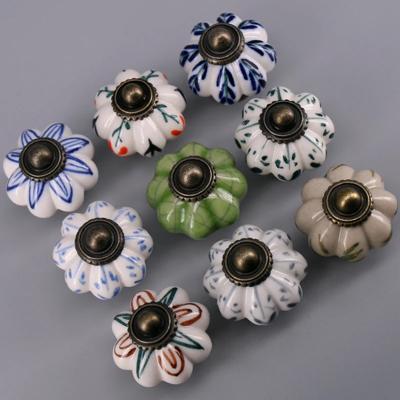 1x Ceramic Dresser Drawer Pulls Knob Hand Painted Kitchen Cabinet Pulls Cupboard Door Handle Furniture Hardware