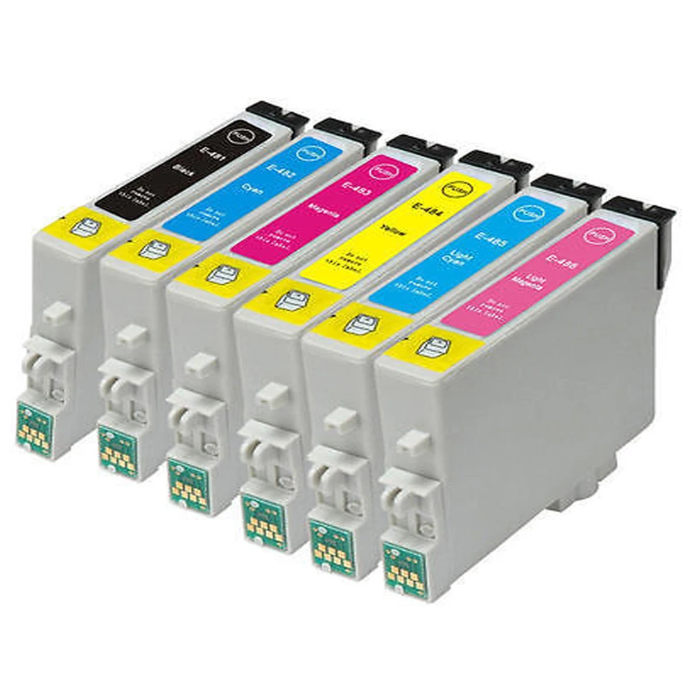 6 Pack T0487 Ink Cartridges for Compatible Epson T0481 T0482 T0483 T0484 T0485 T0486 Stylus R290 R200 R300 RX500 RX620 Printer