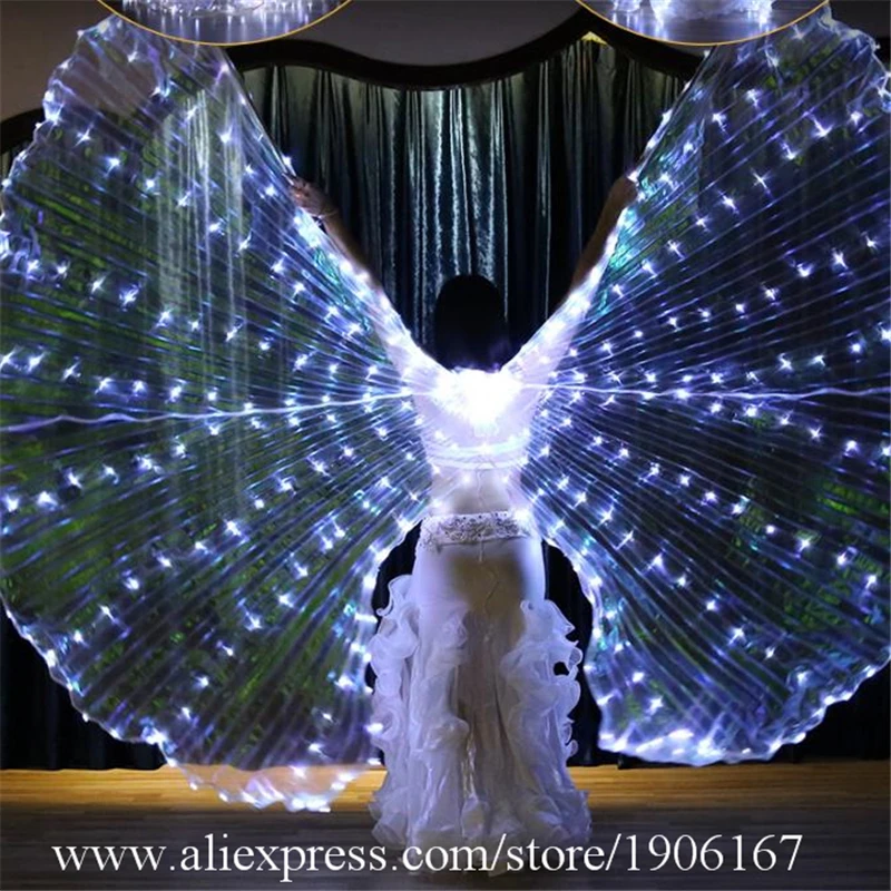 White LED Luminous Cloak Light Up Ballroom Butterfly Wing Led Lighting Party Event Belly Dance Led Illuminated Stage Props