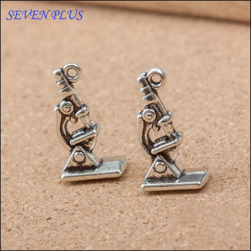 

High Quality 10 Pieces/Lot 11mm*20mm Antique Silver Plated Microscope Charm Metal Charms For Jewelry Making