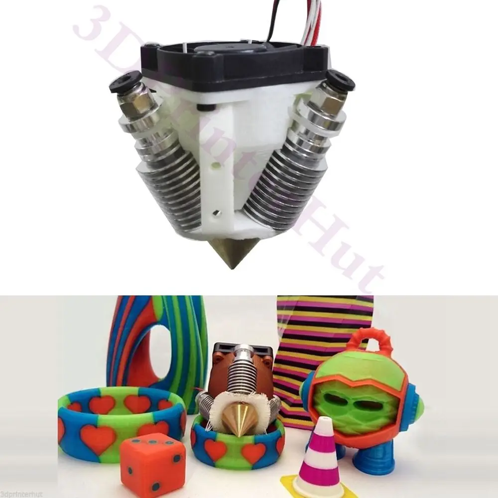 

Reprap 3D Printer Diamond Hotend Multi Color Hot End 3 IN 1 OUT Extruder HotEnd full kit/set for 0.4mm 1.75mm filament