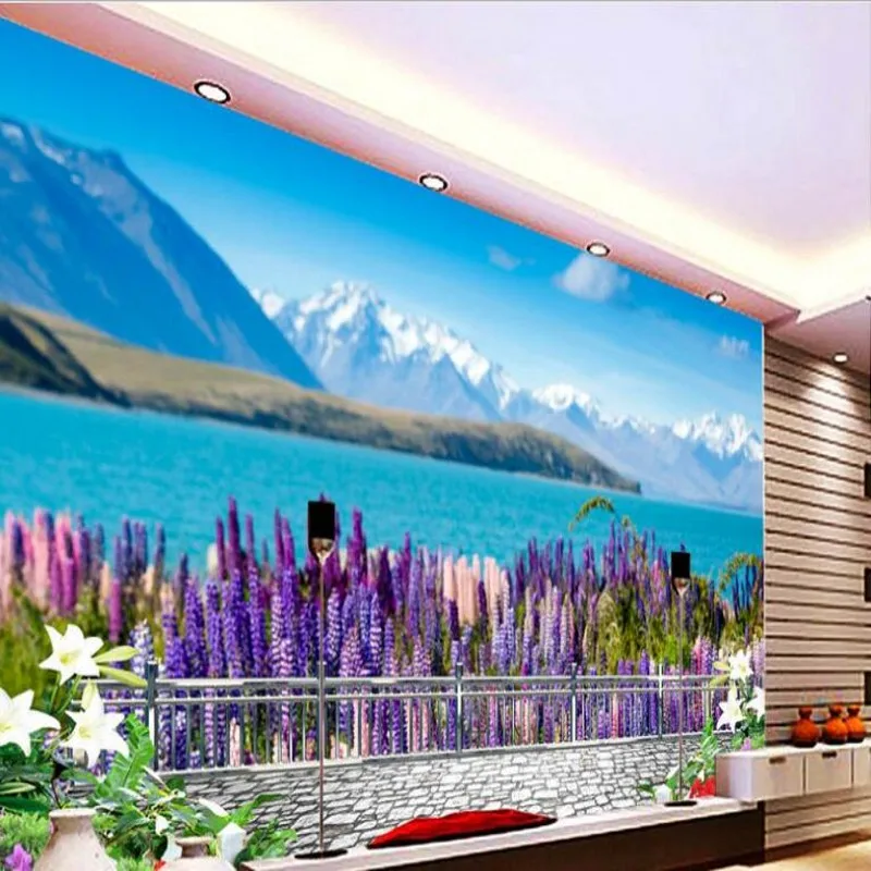 

wellyu Custom large - scale mural warm and elegant lavender flowers of the TV background wall wallpaper papel de parede