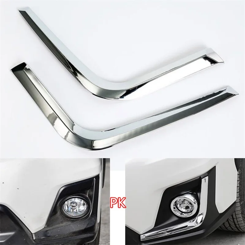 For Subaru XV Crosstrek 2018 2019 2020 ABS Chrome Front Fog Light Lamp Strips Foglight Frame Trim Cover Car Styling Accessories