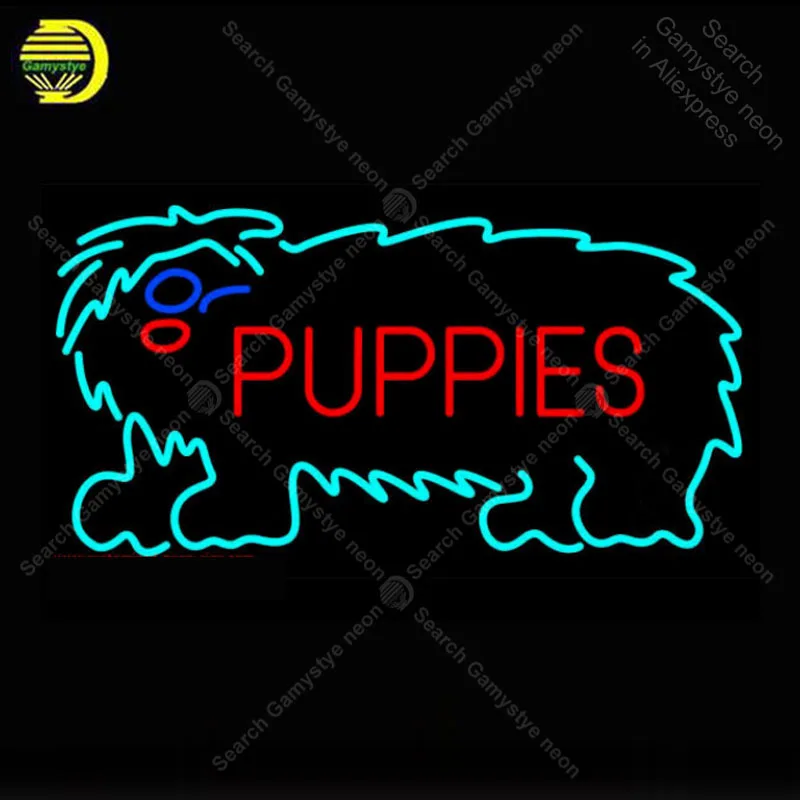 

Puppies Neon Sign Real Glass Tube Dog Handmade neon light Sign Display Decorate Wall Hotel Food Pub club Iconic Neon Light Lamps