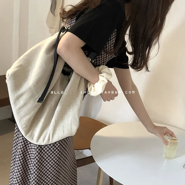 NEW Large capacity canvas bag retro art single shoulder bag women vintage simple portable large cotton linen handbag