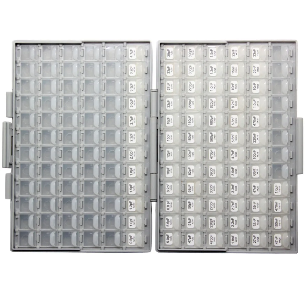 AideTek SMD 0402 Engineering Sample Capacitor ชุด 75 ค่า X50pcs 0.5 p 1 uF X7R capacitor กล่องชุดกล่องเครื่องมือพลาสติก c0450