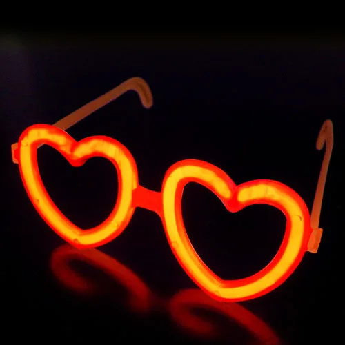 100pcs Luminous Liquid Party Glow Sticks Light Stick+50 sets Heart Shaped Glasses Stands Wedding Birthday Party Decors Favors