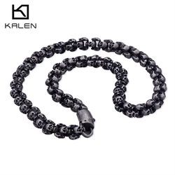 KALEN Punk 50~70cm Long Skull Necklaces Men Stainless Steel Brushed Polished Charm Link Chains Choker Male Gothic Jewelry