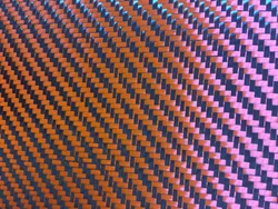 Carbon Aramid Fiber Hybrid Fabric Cloth  Orange Twill Weave 190gsm