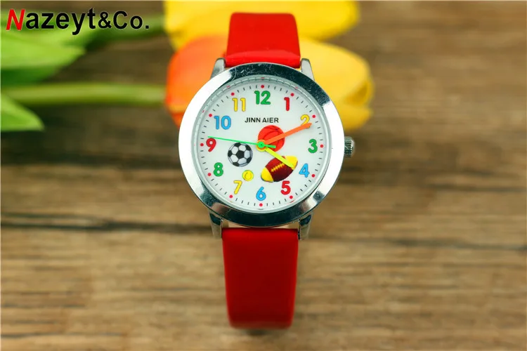 NAZEYT-Reloj de pulsera de cuero para niños, cronógrafo deportivo de baloncesto, fútbol, Rugby, esfera, regalo